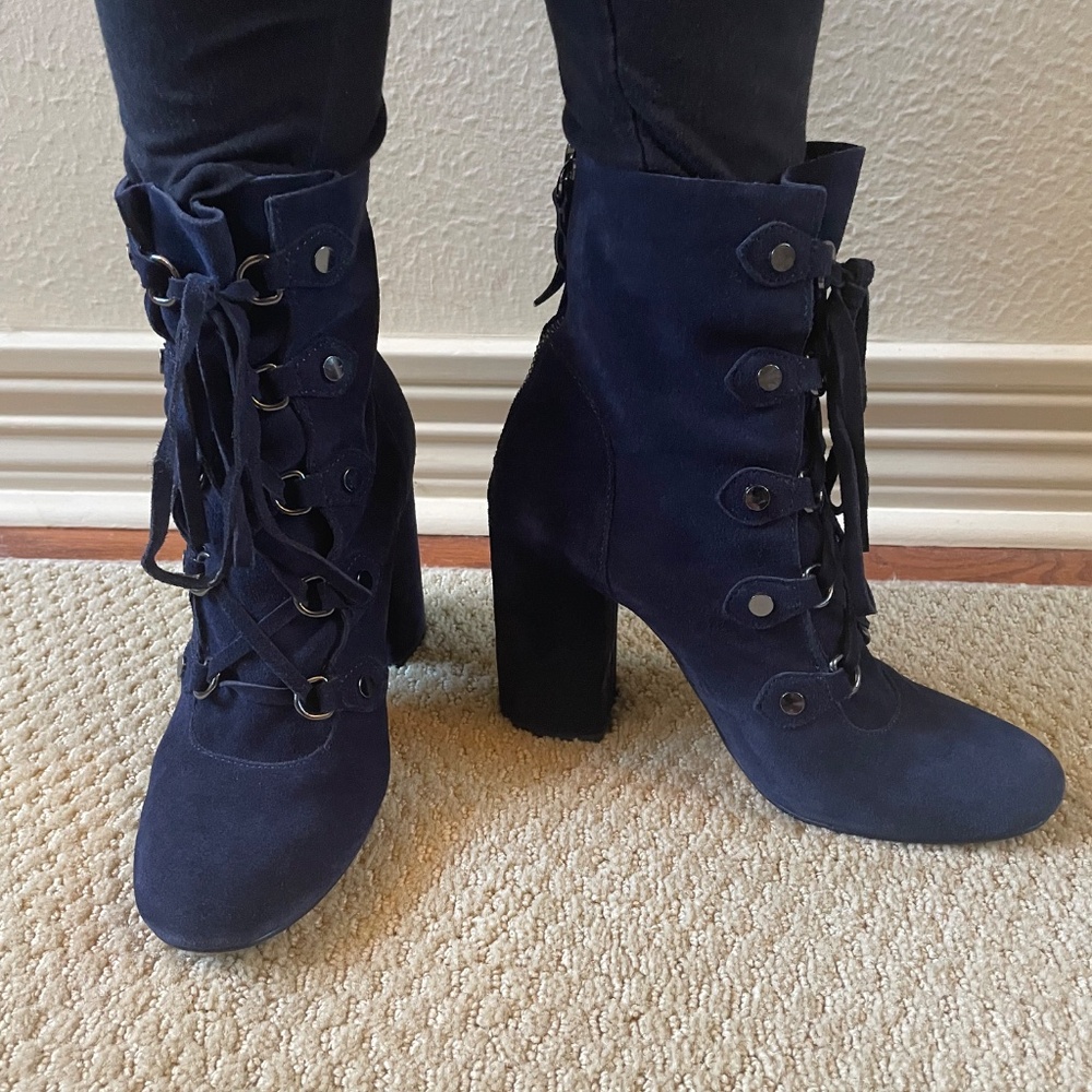 Splendid Blue Suede Ankle Boots (8 US) - Picture 2 of 6
